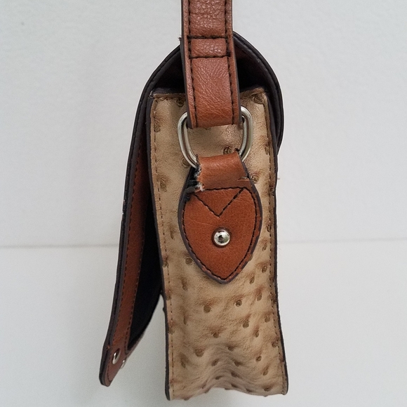 $20 Vegan Ostrich Brown Crossbody Bag - Picture 5 of 12